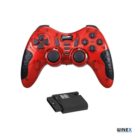 Winex 7in1 PC/PS2/PS2/PS3/PC360/TV/TVBOX/Android Cihazlar ile Uyumlu Kablosuz Gamepad Kırmızı