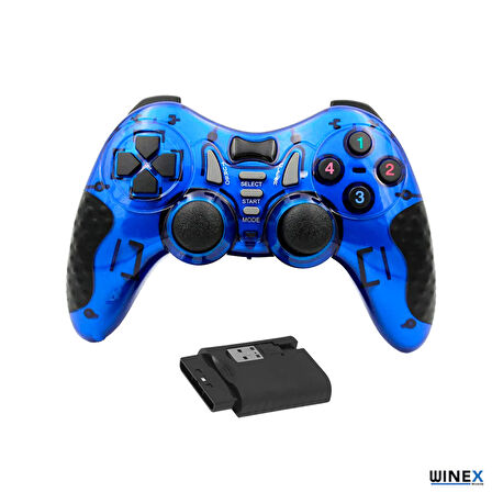 Winex 7in1 PC/PS2/PS2/PS3/PC360/TV/TVBOX/Android Cihazlar ile Uyumlu Kablosuz Gamepad Mavi