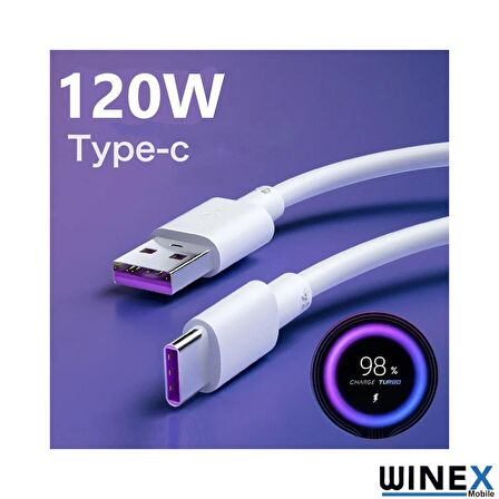 Winex 2in1 5A 120W UsbA to Type-C ve Lightning Hızlı Data ve Şarj Kablosu 120cm