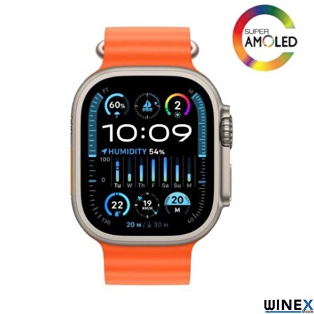 Winex Watch HK9 Ultra 2 Amoled Ekran Android İos HarmonyOs Uyumlu Akıllı Saat Turuncu