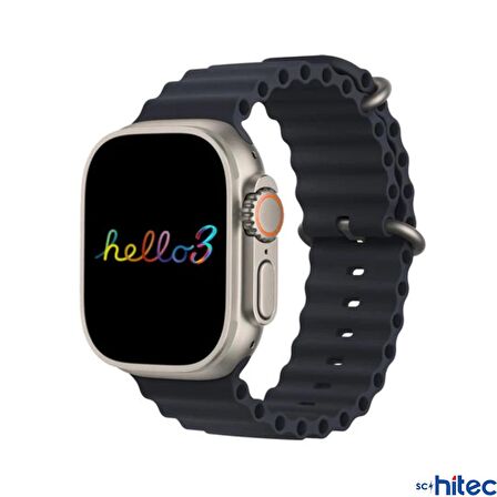 ScHitec Hello 3 Watch Ultra Amoled Ekran Android İos HarmonyOs Uyumlu Akıllı Saat Siyah