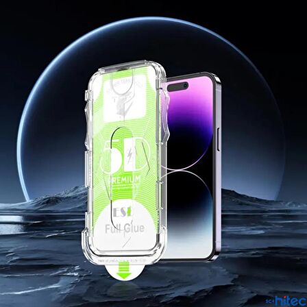 ScHitec Apple Uyumlu iPhone 13 5D Ekran Koruyucu Magic Kolay Uygulama Aparatlı