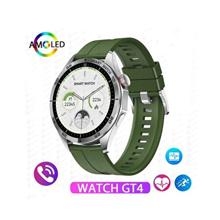 Haino Teko RW44 Watch GT4 Amoled Ekran Android İos HarmonyOs Uyumlu 3 Kordonlu Akıllı Saat Yeşil