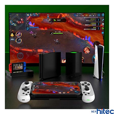 ScHitec Android İos HarmonyOs Switch AndroidTV Windows Akıllı Bluetooth Teleskopik Gamepad Joystick Beyaz D6 