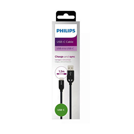 Philips 5A 100W UsbA to Type-C Örgülü 1.2M Hızlı Şarj Data Kablosu+ ScHitec Type-C to UsbA 3.0 OTG Dönüştürücü Adaptör