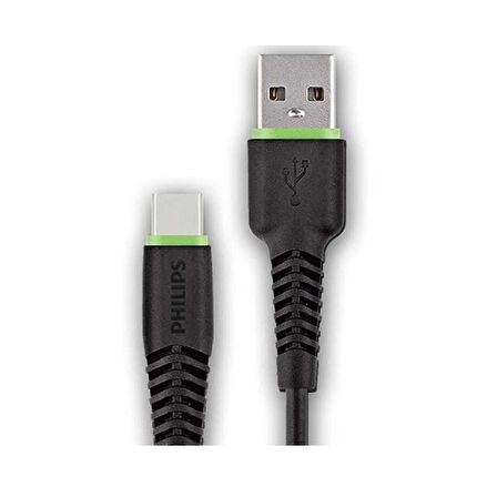 Philips UsbA to Type-C Hızlı Data ve Şarj Kablosu 1.2m Siyah + ScHitec Type-C to UsbA 3.0 OTG Dönüştürücü Adaptör