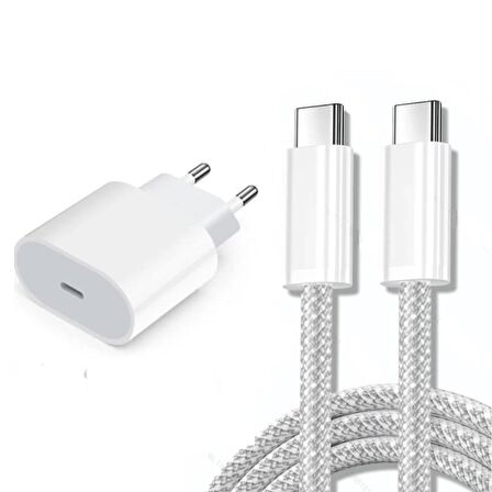 ScHitec PD35W Şarj Aleti 6A 66W Type-C to Type-C Kablolu Set Beyaz