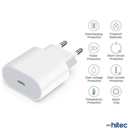 ScHitec PD35W Type-C Çıkışlı Ev Tipi Şarj 2in1 5A 120W Type-C to Type-C ve Lightning Hızlı Şarj Kablolu Set Beyaz