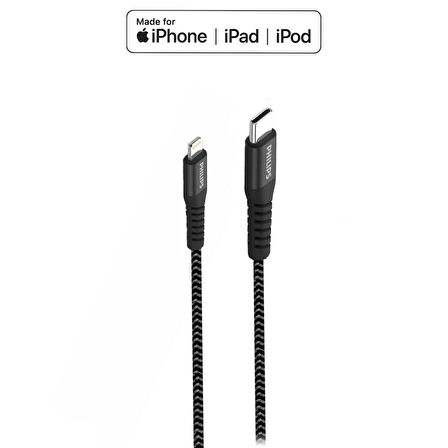 Philips Apple MFI Lisanslı 6A 100W Usb-C to Lightning 2Metre Data ve Şarj Kablosu DLC5206L/00 + ScHitec UsbA to Type-C 3.1 Otg Çevirici Dönüştürücü Adaptör