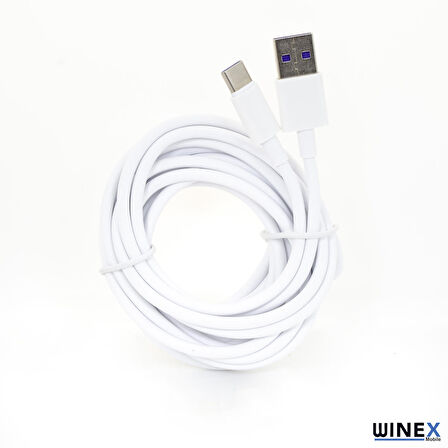 Winex İphone 15 Pro İle Uyumlu 3A 45W UsbA to Type-C 3Metre Data ve Hızlı Şarj Kablosu