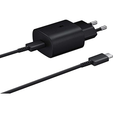 Samsung Galaxy S24 Plus Fast Charging 25W Type-C Çıkışlı Kablolu Şarj Aleti Siyah(Samsung Türkiye Garantili)