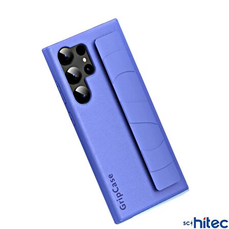 ScHitec Samsung Galaxy S24 Ultra Uyumlu Premium Case Parmak Askılı Telefon Kılıfı Mavi