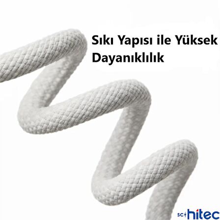 ScHitec 6A 60W Apple İphone 15 ve Üzeri Uyumlu Type-C to Type-C Örgülü Hızlı Data ve Şarj Kablosu Beyaz