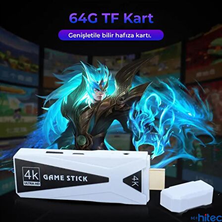 ScHitec 4K Android TV Stick ve Retro Game Konsol 10000 Oyunlu 64GB Beyaz