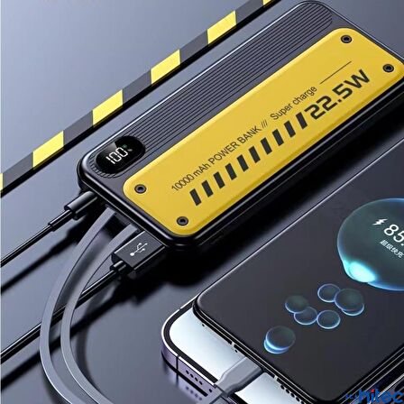 ScHitec YK 22.5W Type-C ve Lightning Kablolu Led Göstergeli UsbA&Type-C Çıkışlı Süper Şarj 10000mAh Powerbank