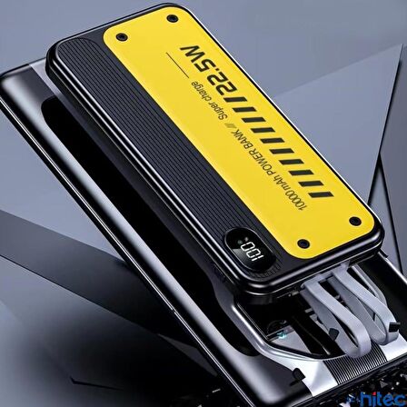 ScHitec YK 22.5W Type-C ve Lightning Kablolu Led Göstergeli UsbA&Type-C Çıkışlı Süper Şarj 10000mAh Powerbank