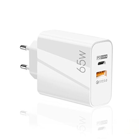 ScHitec 65W UsbA + PD 33W Type-C Çift Çıkışlı Quick Charger 3.0 Hızlı Şarj Aleti Başlığı SR101