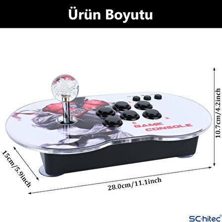 ScHitec 4K Arcade Oyun Konsolu Pandora 10000 Retro Oyunlu 2 Oyuncu Joystick