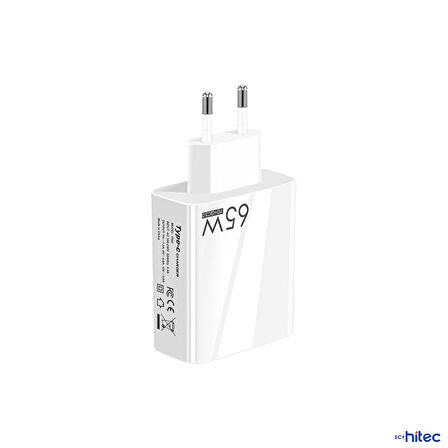 ScHitec 120W 3 Type-C + 2 UsbA Toplam 5 Çıkışlı Tecno TCD-M11 USB-A to Micro 2A Kablolu Şarj Aleti Beyaz SR104