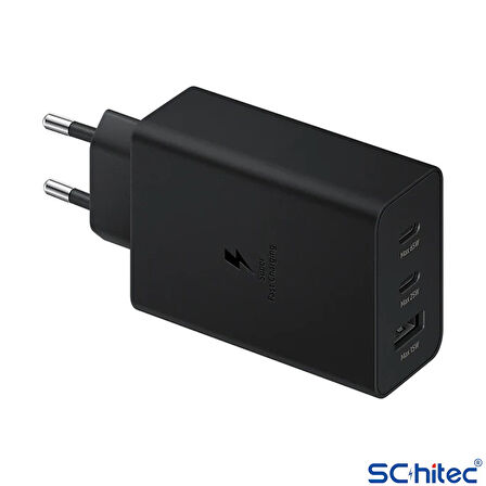 ScHitec 65W 2xPD+UsbA Ev Tipi Şarj Aleti 3 Çıkışlı Type-C to Type-C Kablolu Set