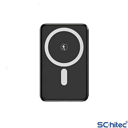 ScHitec 22.5W Magsafe Kablosuz 5000mAH Powerbank Alüminyum Siyah YK911