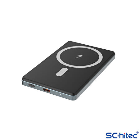 ScHitec 22.5W Magsafe Kablosuz 5000mAH Powerbank Alüminyum Siyah YK911