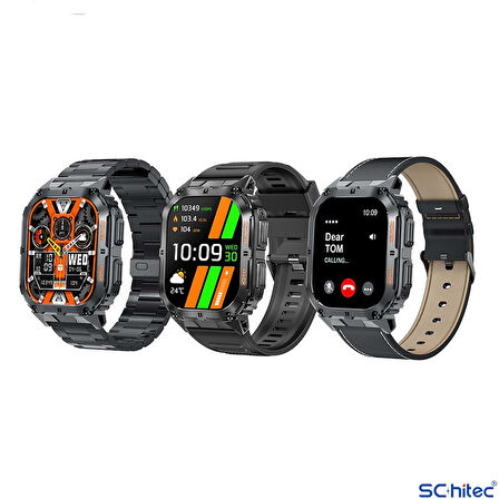 ScHitec Watch Ultra 3 Amoled Ekran WaterProof 3 Kordonlu Akıllı Saat Titanyum Grey