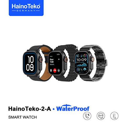 Haino Teko Watch Ultra 2 Amoled Ekran WaterProof 3 Kordonlu Akıllı Saat 1Gb Hafıza Titanyum Siyah