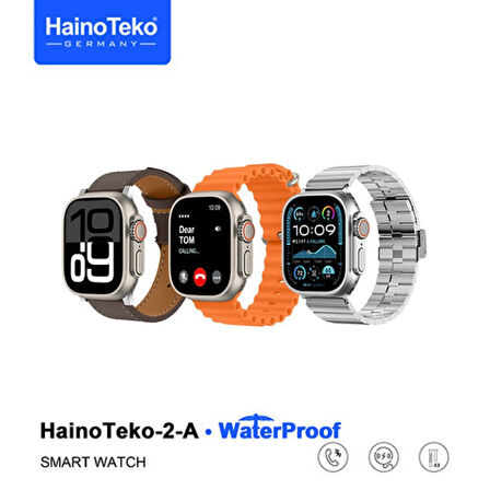 Haino Teko Watch Ultra 2 Amoled Ekran WaterProof 3 Kordonlu Akıllı Saat 1Gb Hafıza Titanyum Gümüş