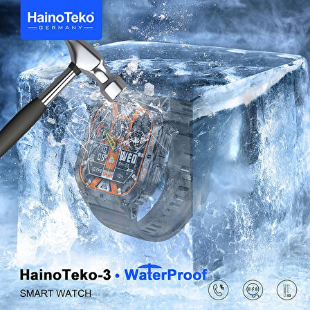 Haino Teko Watch Ultra 3 Amoled Ekran WaterProof 3 Kordonlu Akıllı Saat Titanyum Grey