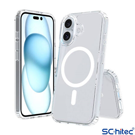 ScHitec İphone 16 Plus Magsafe Özellikli Şeffaf Kılıf