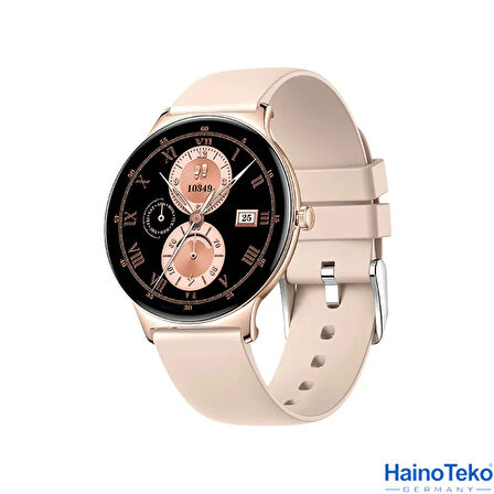 Haino Teko Watch Ultra 5 Amoled Ekran Super Slim Tasarım WaterProof 3 Kordonlu Akıllı Saat Gold Rose