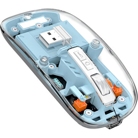 ScHitec M377 Ultra Sessiz 3 Bağlantı Modlu 2xBluetooth Kablosuz Bağlantı + 2.4Gh Gaming Type-C Şarjlı Mouse Mavi