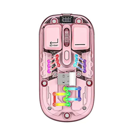 ScHitec M379 Çift Bağlantılı Bluetooth Kablosuz Modlu + 2.4Gh Type-C Şarjlı Gaming Mouse Pembe