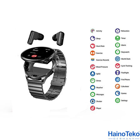 Haino Teko Watch Ultra 12 Amoled Ekran WaterProof Akıllı Saat 3 Kordonlu Siyah