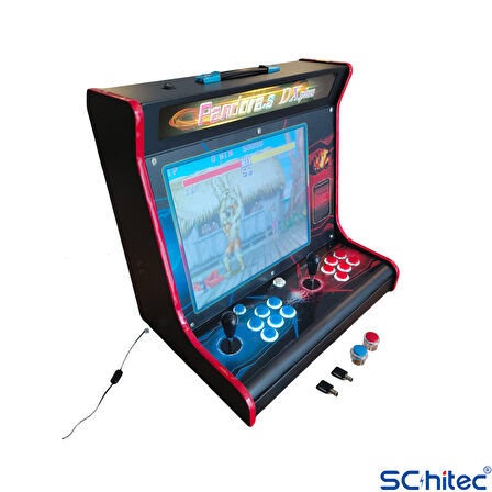 ScHitec 4KHD 3D Pandora 9800 Arcade Oyunlu Taşınabilir Pandora Masaüstü Kabinli 17inç Atari Makinası 