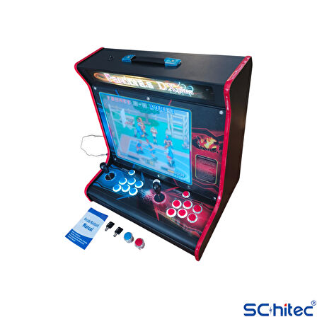 ScHitec 4KHD 3D Pandora 9800 Arcade Oyunlu Taşınabilir Pandora Masaüstü Kabinli 17inç Atari Makinası 