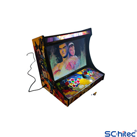 ScHitec 4KHD 3D Pandora 9800 Arcade Oyunlu Taşınabilir Pandora Masaüstü Kabinli 22inç Atari Makinası 