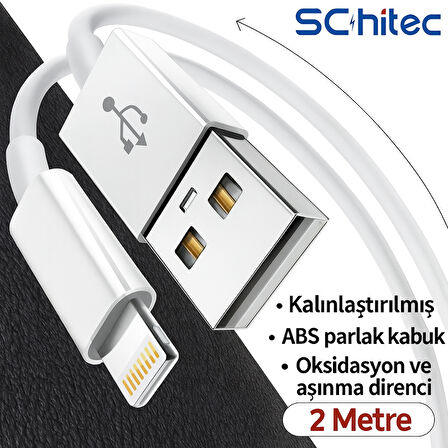 ScHitec 3A 60W UsbA to Lightning Hızlı Data ve Şarj Kablosu 2 Metre Beyaz X74