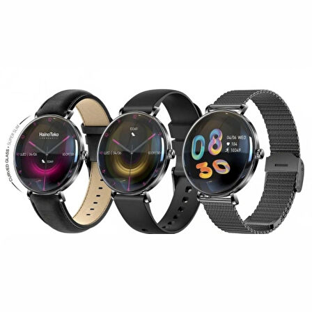 Haino Teko Amoled Ekran Super Slim Tasarım WaterProof 3 Kordonlu Akıllı Saat Siyah Teko18