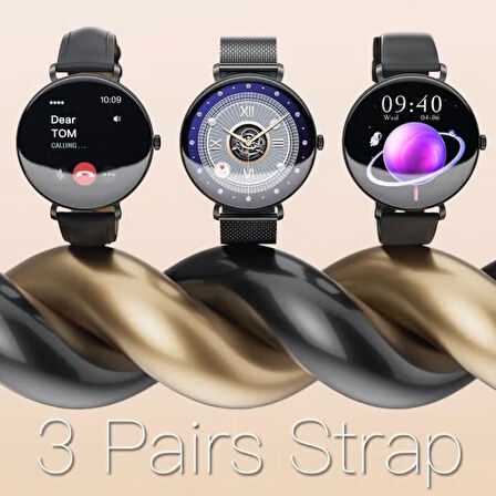 Haino Teko Amoled Ekran Super Slim Tasarım WaterProof 3 Kordonlu Akıllı Saat Siyah Teko18