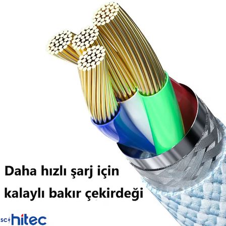 ScHitec 70W 3Metre Type-C to Type-C Örgülü Hızlı Data ve Şarj Kablosu Beyaz TC35