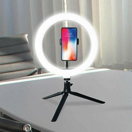 BUFFER® 10inç 26cm Youtube Instagram Tiktok Selfie Stüdyo Video Fotoğraf Ring Light Tripod Led Halka Işık