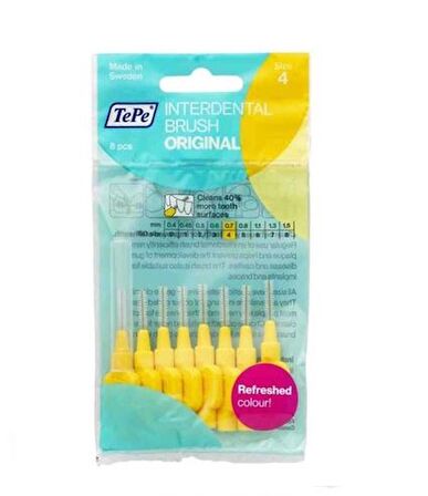 Tepe İnterdental Brush Orginal Diş Arası Fırçası Sarı 0,7 Mm 8'li Paket Size "4"