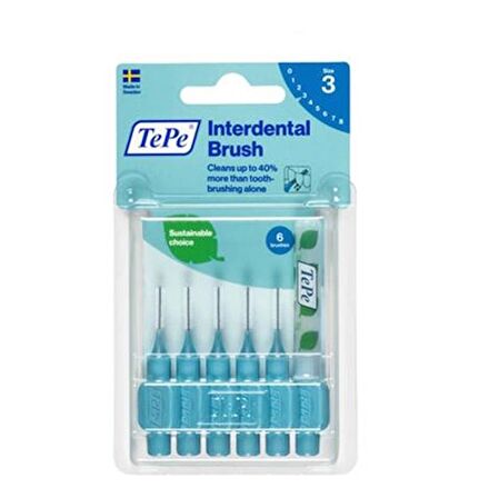 Tepe İnterdental Brush Orginal T183 Blister Arayüz Fırçası Mavi 0,6 Mm 6'lı Paket Size "3"