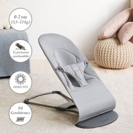 BabyBjörn Balance Soft Ana Kucağı Woven Jersey Tri-Fabric Light Gray
