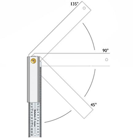 Hultafors QUATTRO25 Ayarlı Üç Açılı Çelik Gönye 250 mm 253103