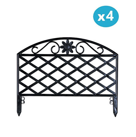 Omnipazar SY-5994 Lattice Plastik Bahçe Çiti Siyah 45x34 cm 4'lü Set 