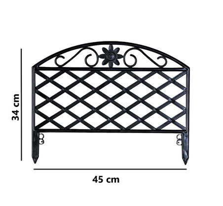 Omnipazar SY-5994 Lattice Plastik Bahçe Çiti Siyah 45x34 cm 4'lü Set 