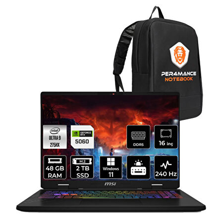 MSI Crosshair 16 HX AI Ultra 9 275HX 48GB 2TB SSD RTX5060/8GB 115W 16" 2K QHD+ 240Hz W11H Gaming